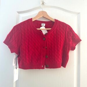 Aritzia Sunday Best Knit Short Sleeve Cardigan Short Sleeve Size M Medium NWT